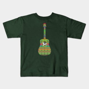 Guitar with psychedelic overlay pattern Kids T-Shirt